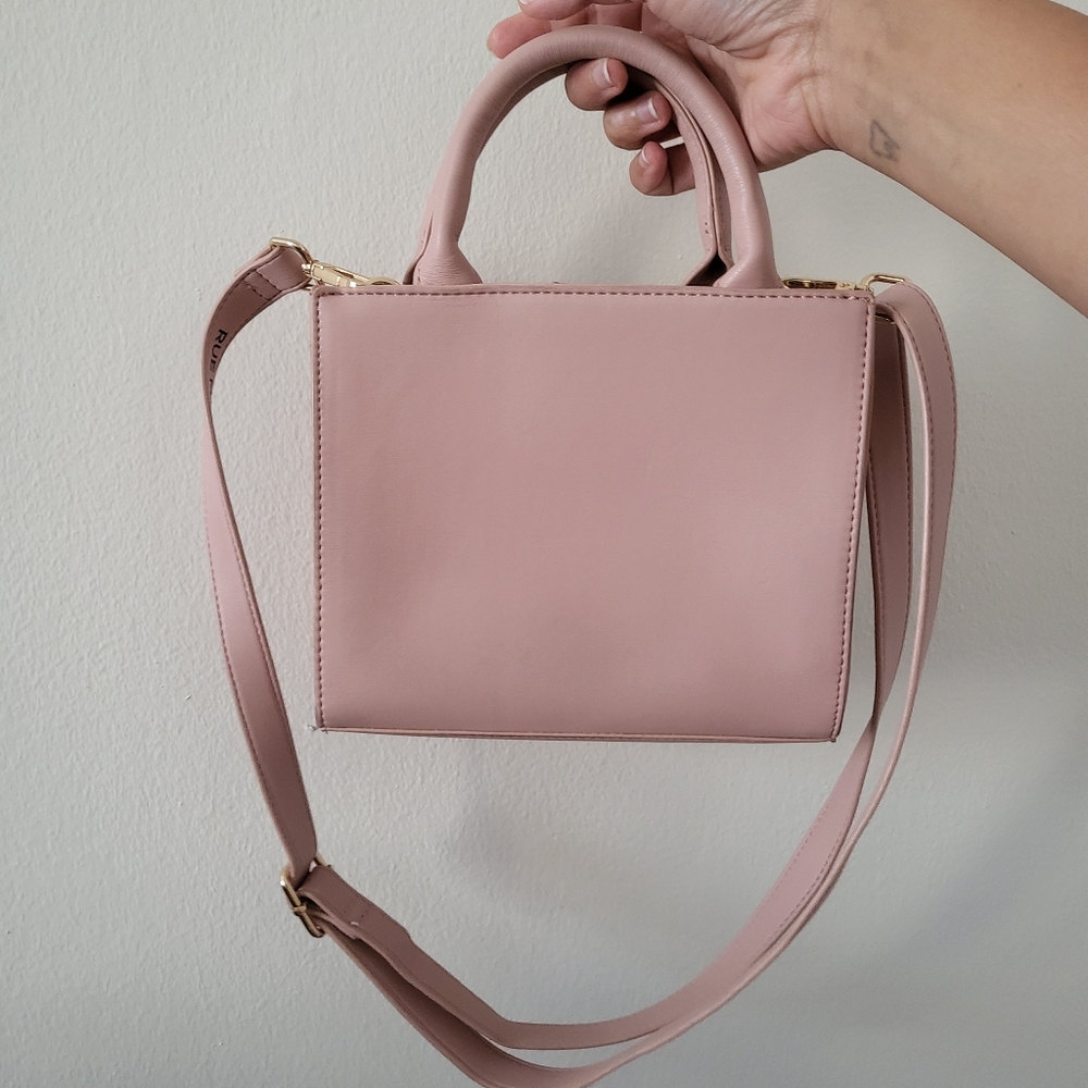 Rue Madam Baby Pink Teddy Bear Mini Tote Top Handle Crossbody - Picture 3 of 7